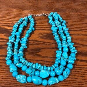 3 tier aqua stone necklace